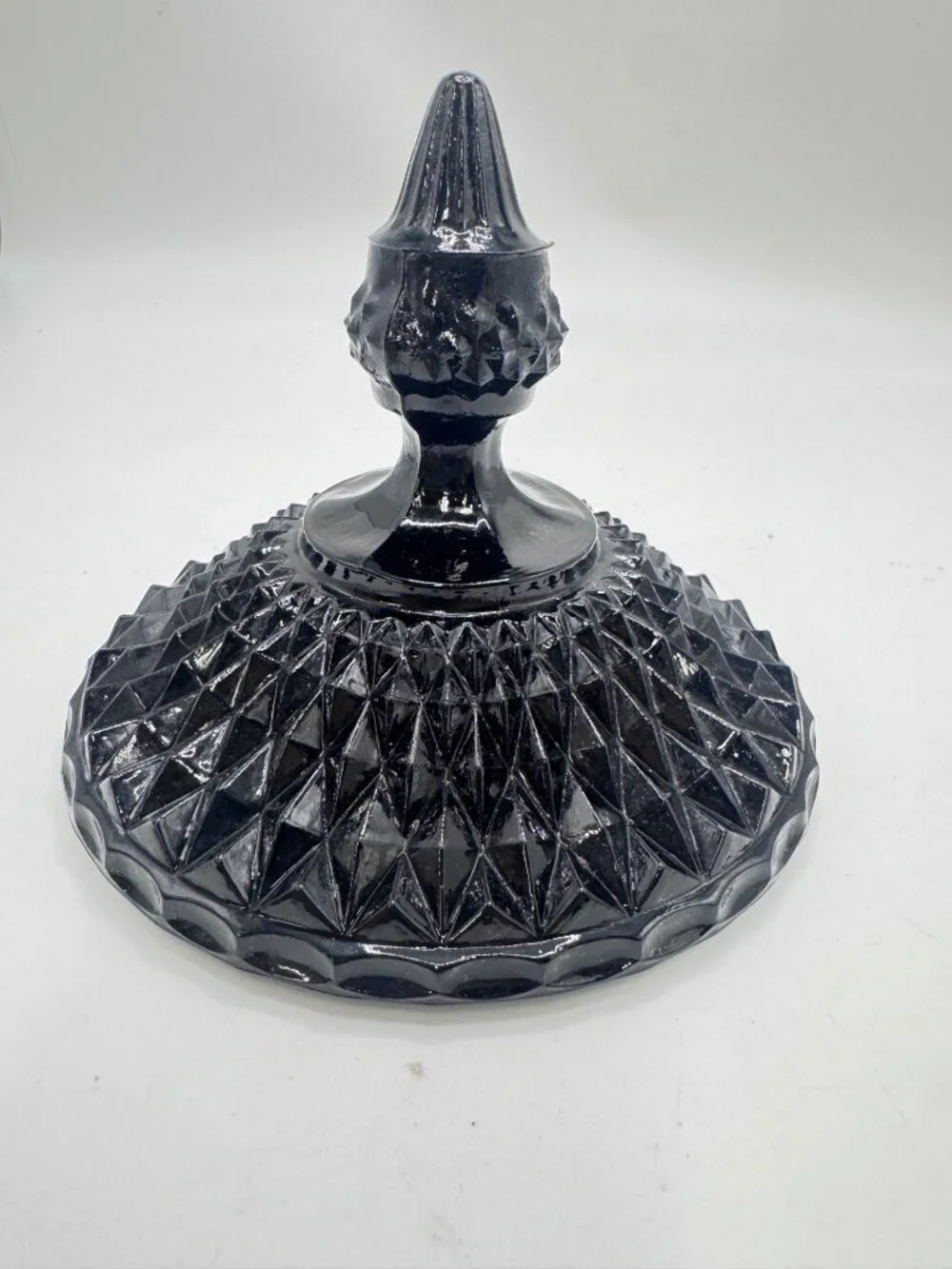 Vintage Lid ONLY Indiana Glass Diamond Point Cameo Black Pressed Glass. 6